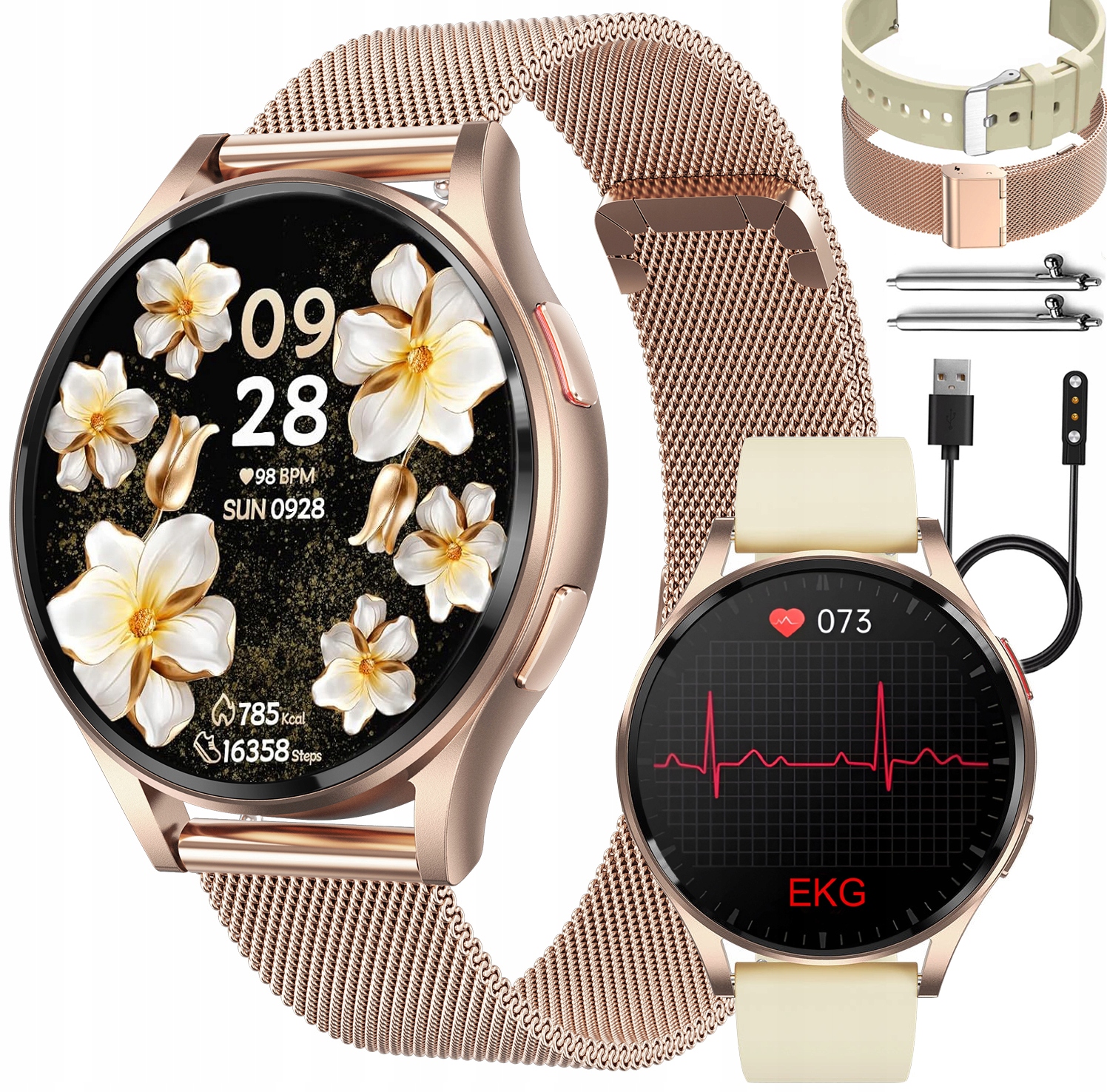 Lazird Smartwatch SmartWatch AMOLED ECG GLUKÓZA HRV BMI zlatá + 3 ďalšie produkty